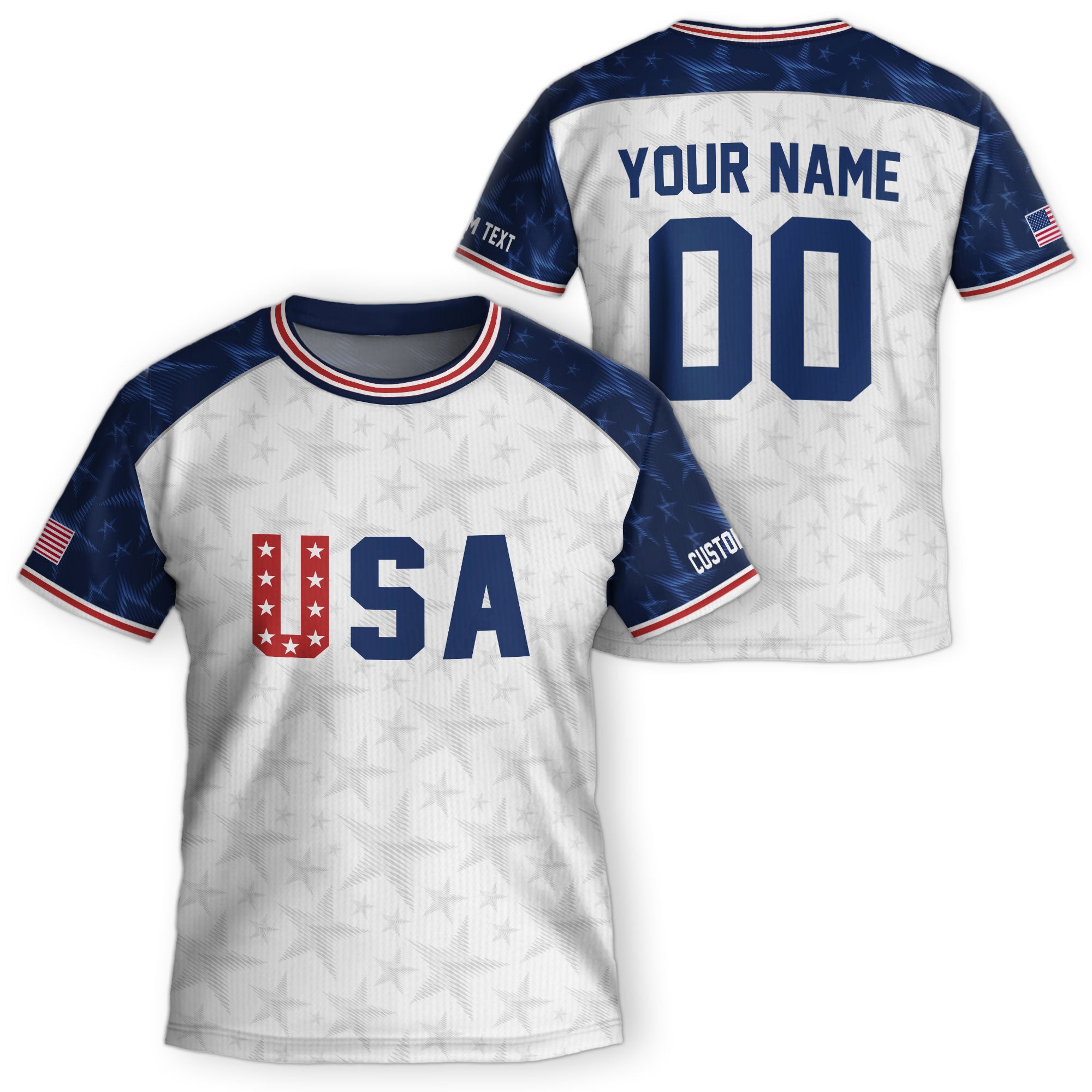 Custom Kid USA Soccer Jersey Heritage Collection White Navy Personalized Youth Tee