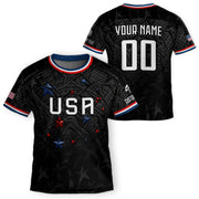 Kids USA Soccer Jersey Black Personalized Youth Patriotic American Football Shirt