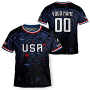Kids USA Soccer Jersey Navy Personalized Youth Patriotic American Football Shirt