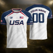 Custom Adult USA Soccer Jersey White Red Blue Patriotic American Team Football Shirt