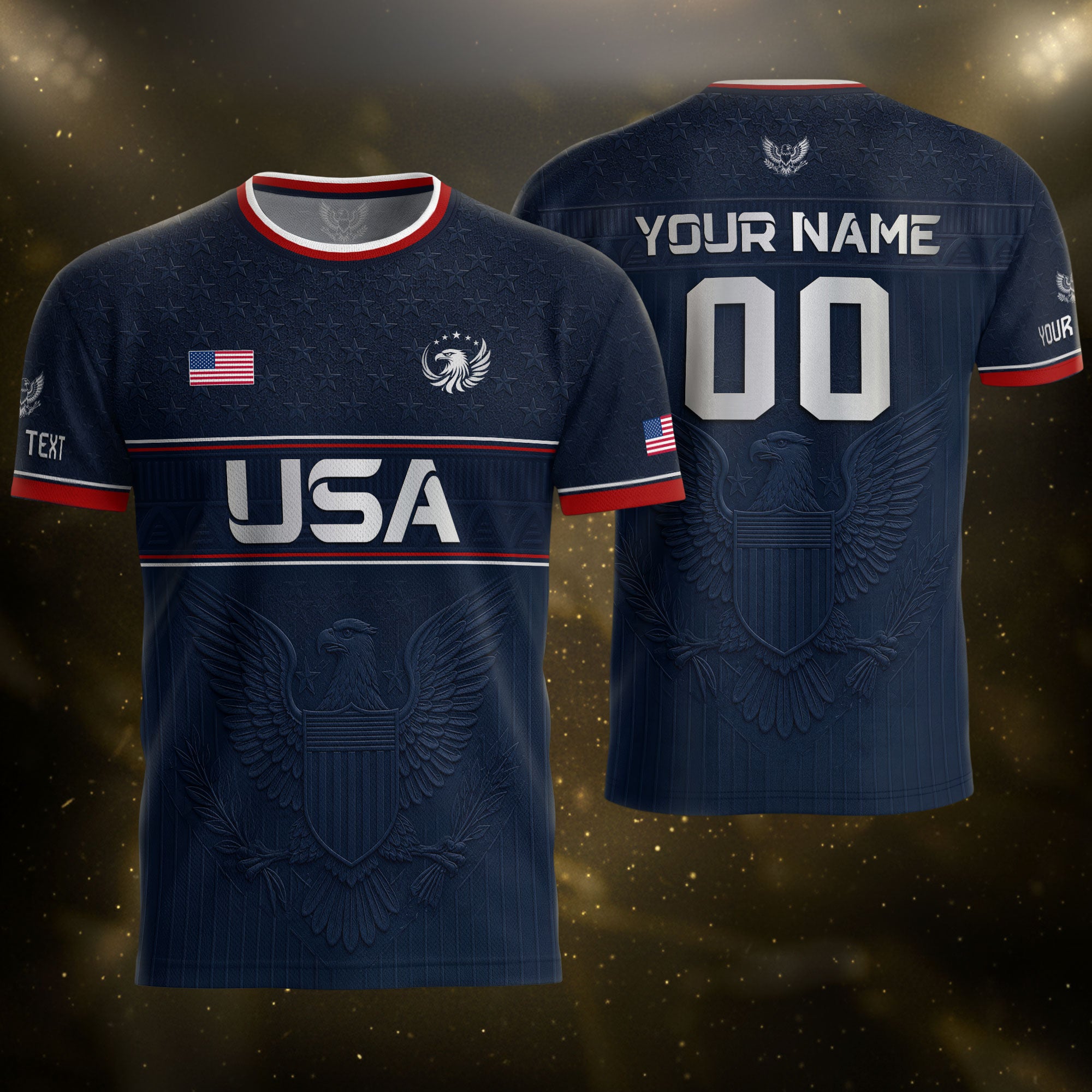Adult Custom USA Soccer Jersey Personalize Name Number Patriotic Graphic Team Shirt