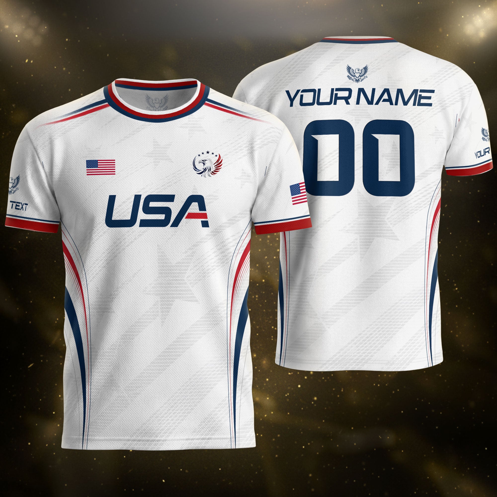 Custom White USA Soccer Jersey Personalized Adult Name Number Patriotic Sports Uniform