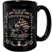 Abraham Lincoln Guitar Mug - 250 Years 1776-2026 Patriotic US Anniversary Cool Music Gift - Rust Field Wear