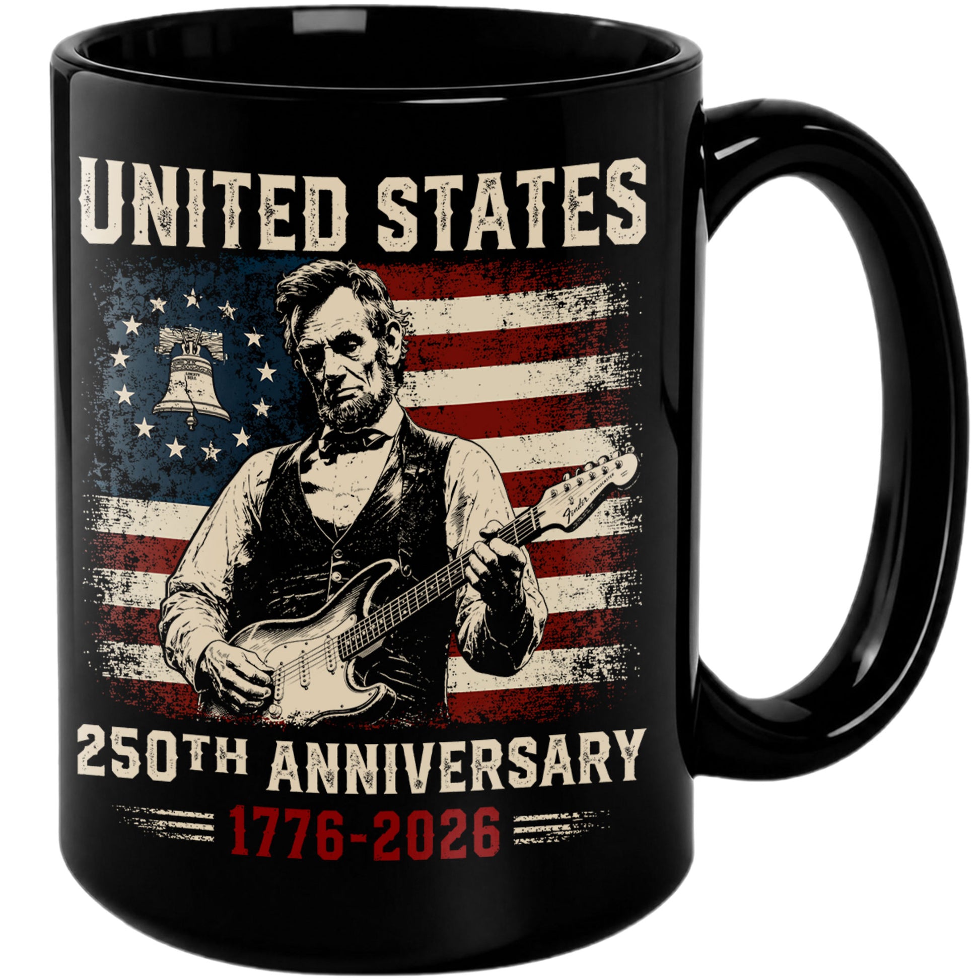 United States 250th Anniversary Mug Abraham Lincoln Guitar 1776 2026 Ceramic - Rust Field Wear