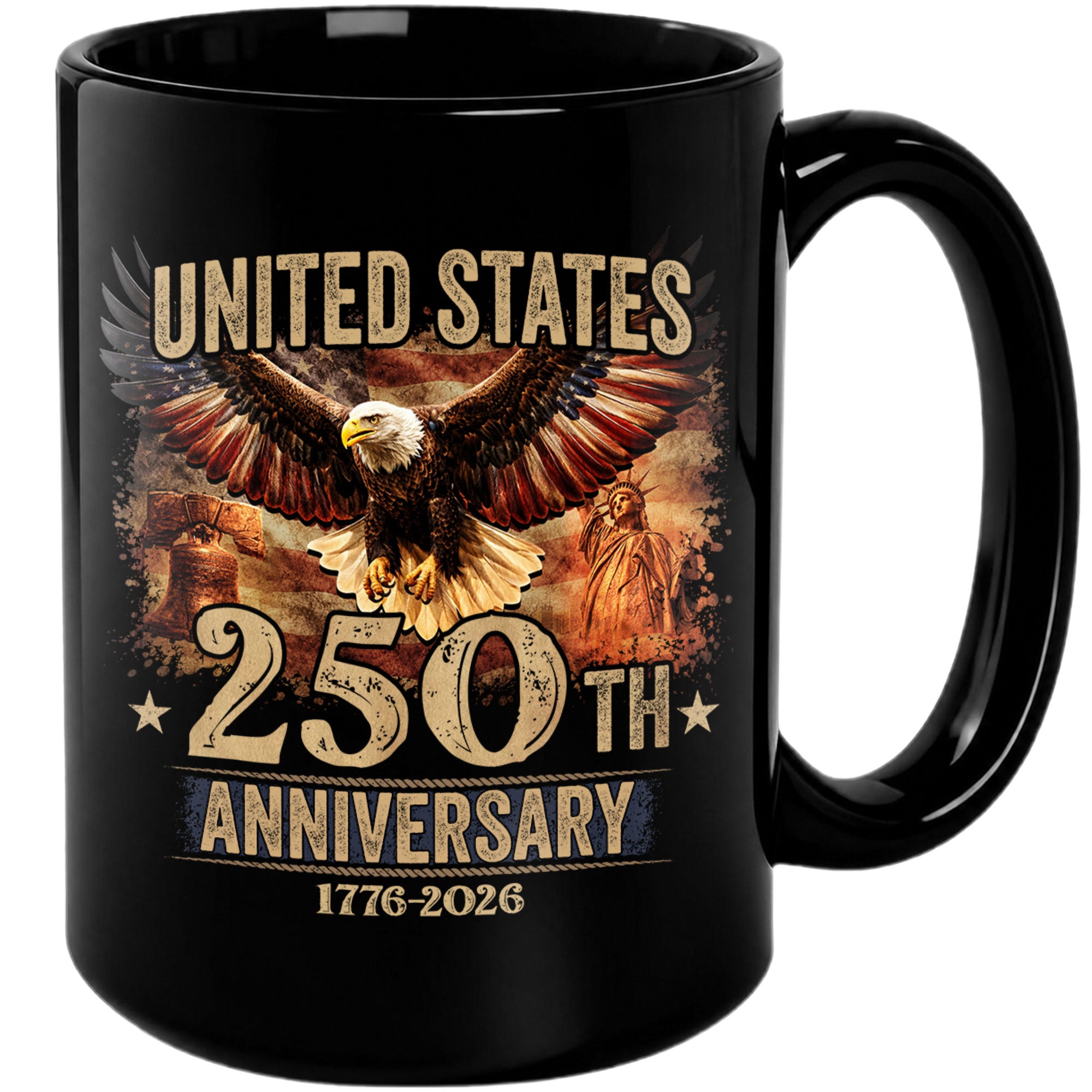 USA 250th Anniversary Mug - 1776-2026 Patriotic Eagle and Liberty Bell Drinkware Gift