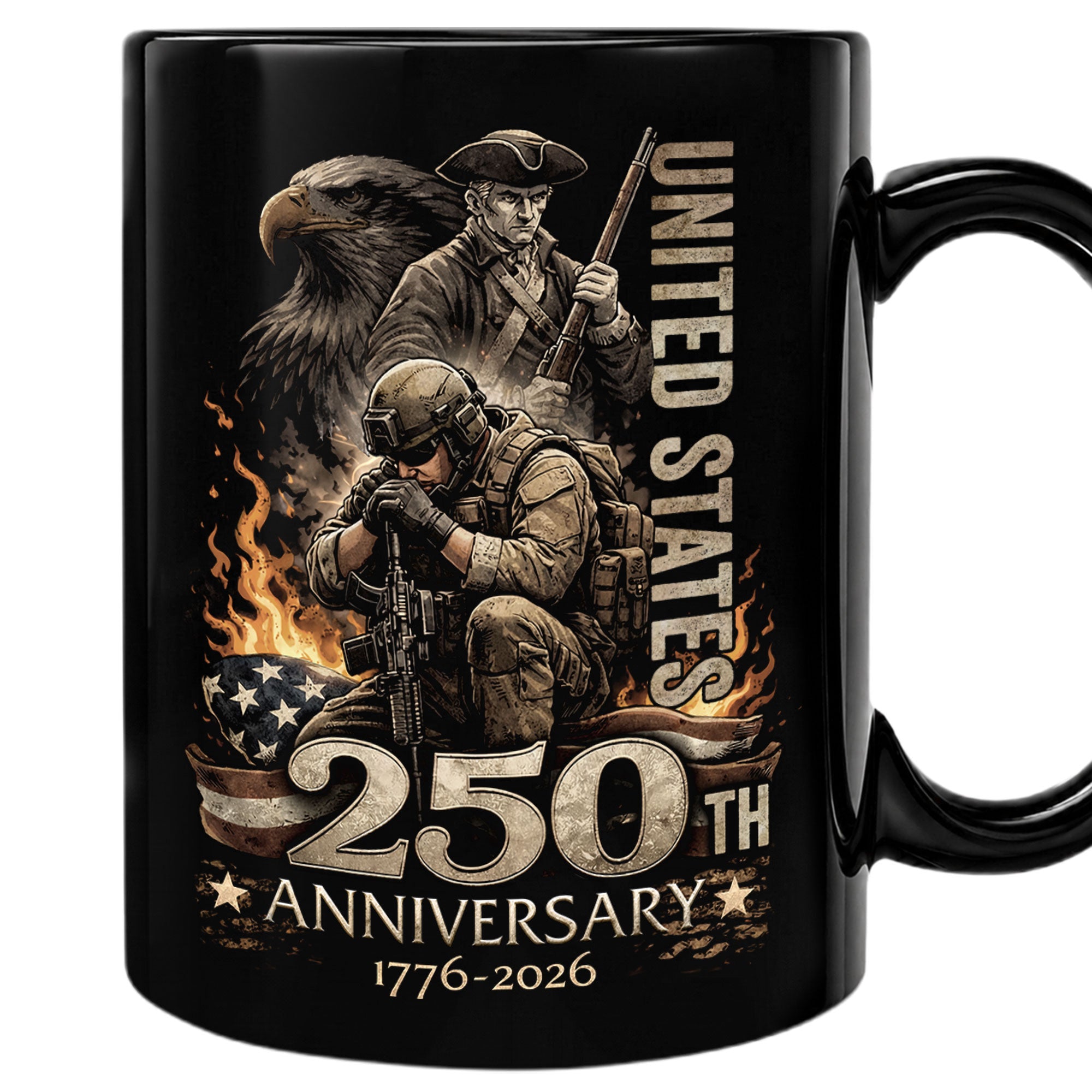 250 Years of America Mug - 1776-2026 Patriotic Military Honor Edition Keepsake Vessel