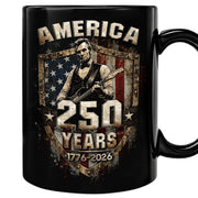 Patriotic Lincoln Guitar Ceramic Mug - Vintage Flag Graphic Beverage Cup for Fans