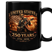 Lincoln Guitar Ceramic Mug - Patriotic Statue Liberty Flag Vintage Beverage Cup - Rust Field Wear
