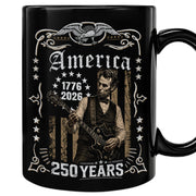 Historic Lincoln Guitar Ceramic Mug - Patriotic Eagle Flag Anniversary Beverage Cup