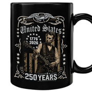 Historic Lincoln Guitar Ceramic Mug - Patriotic Eagle Flag Anniversary Beverage Cup - Rust Field Wear