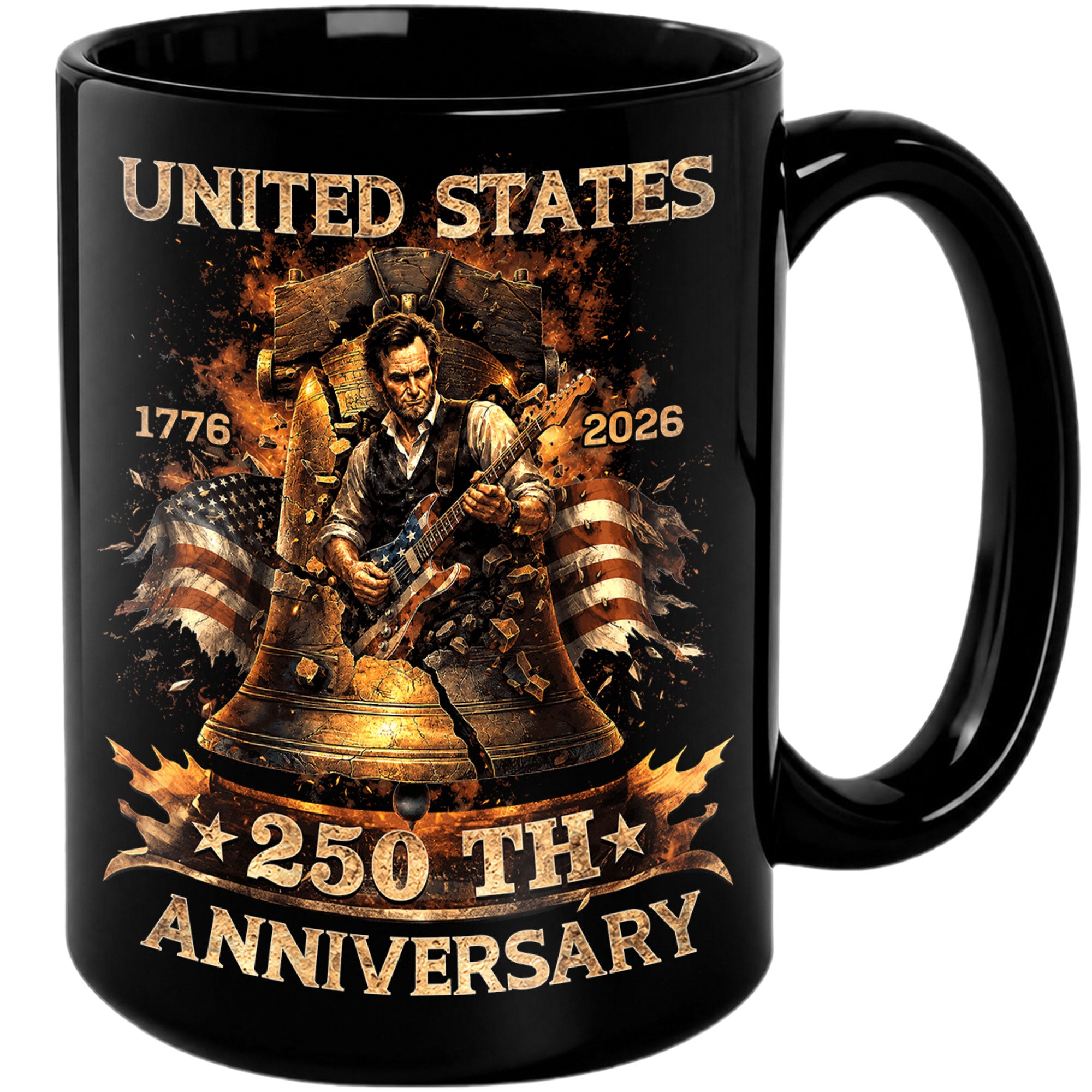 Patriotic Mug 250 Years 1776-2026 United States Liberty Bell Lincoln Rocker Independence