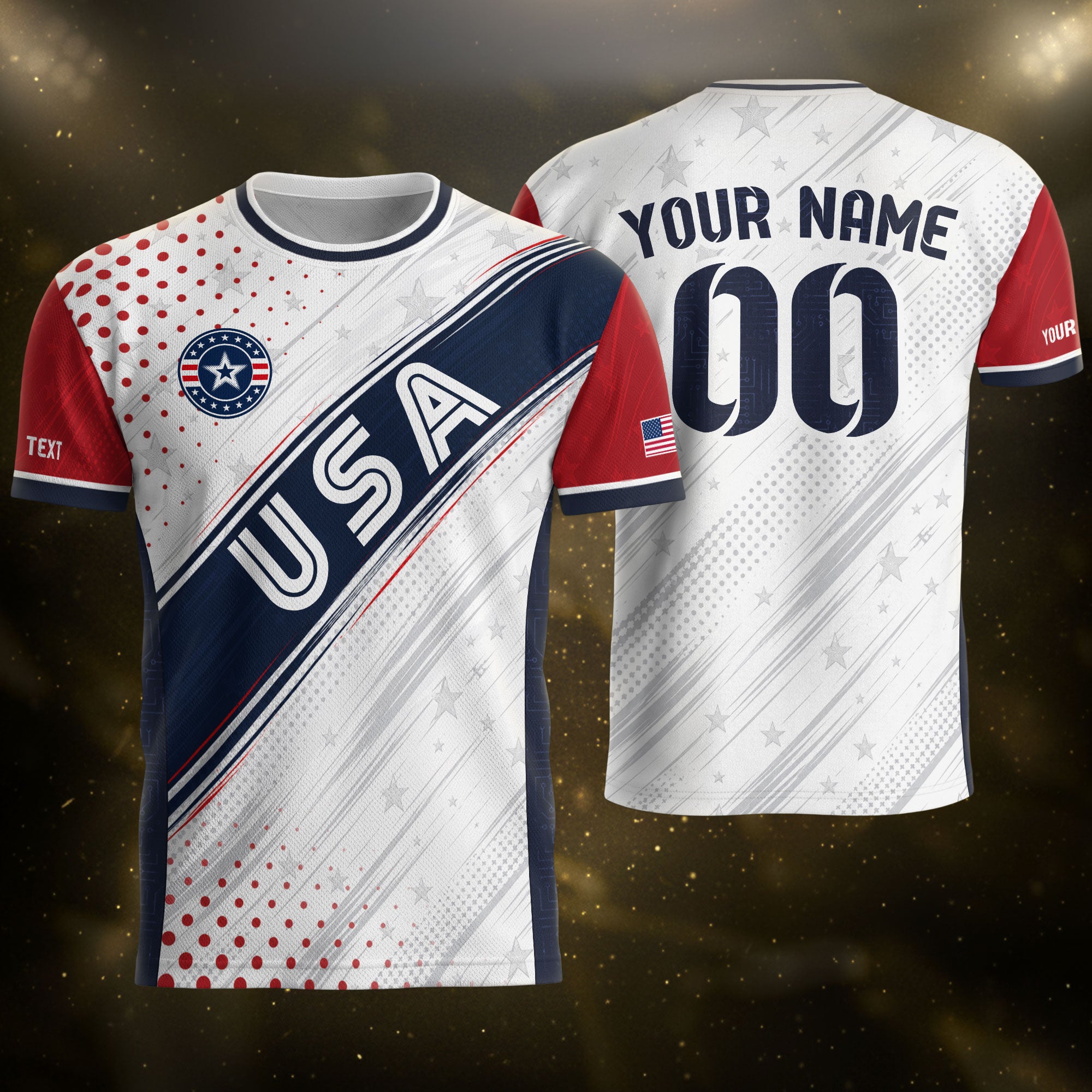 Custom Adult White Soccer Jersey - Personalized Name & Number USA Patriotic Sportswear