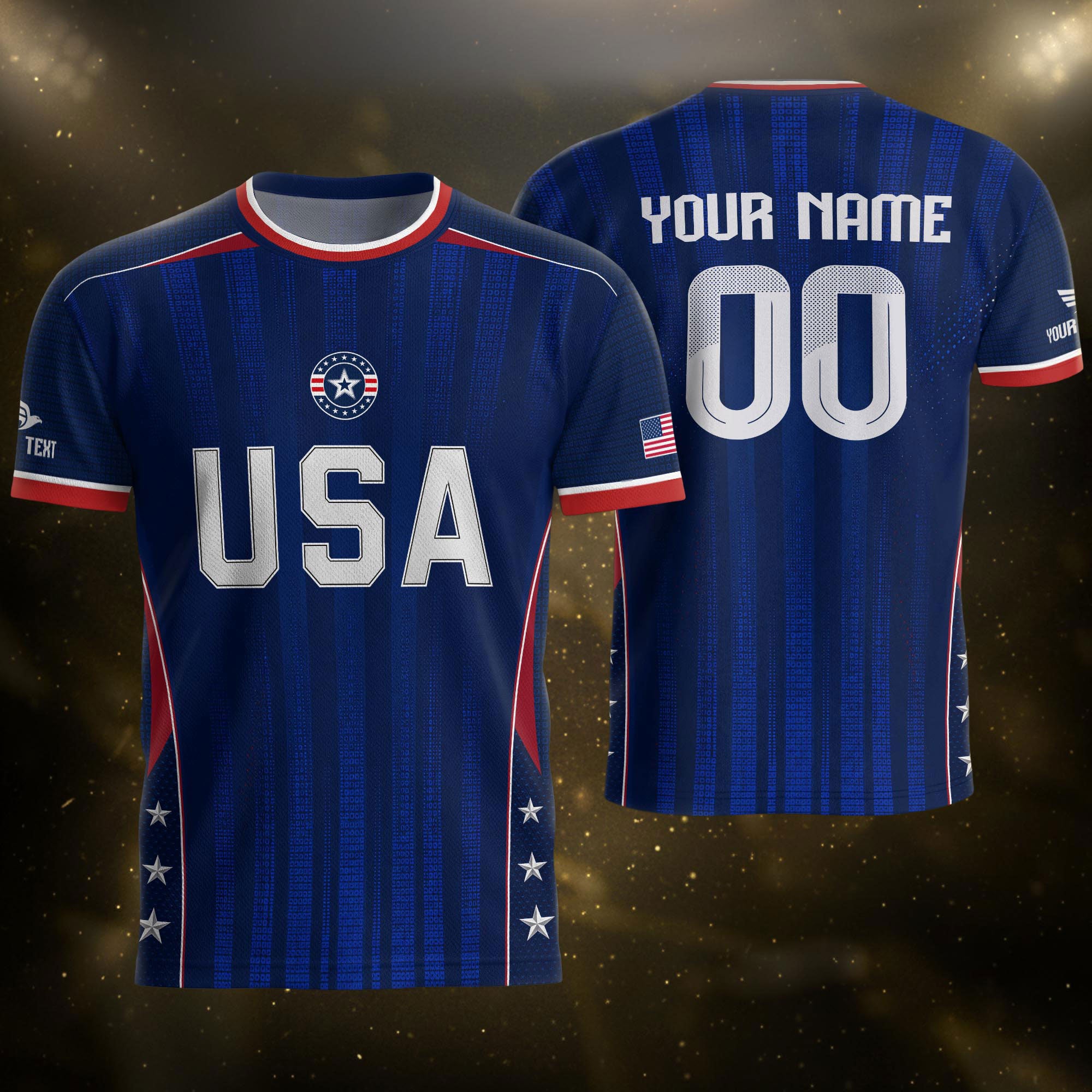 Custom Blue USA Soccer Jersey - Personalized Name & Number Patriotic Sports Shirt