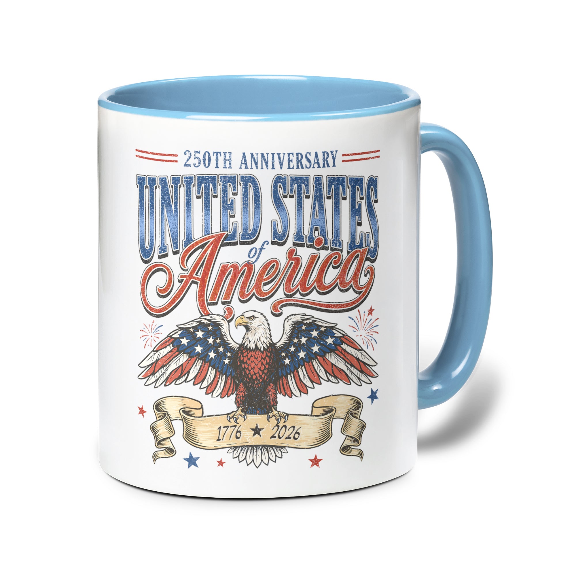 United States 250th Anniversary Accent Mug American Eagle 1776 2026 Patriotic Cup