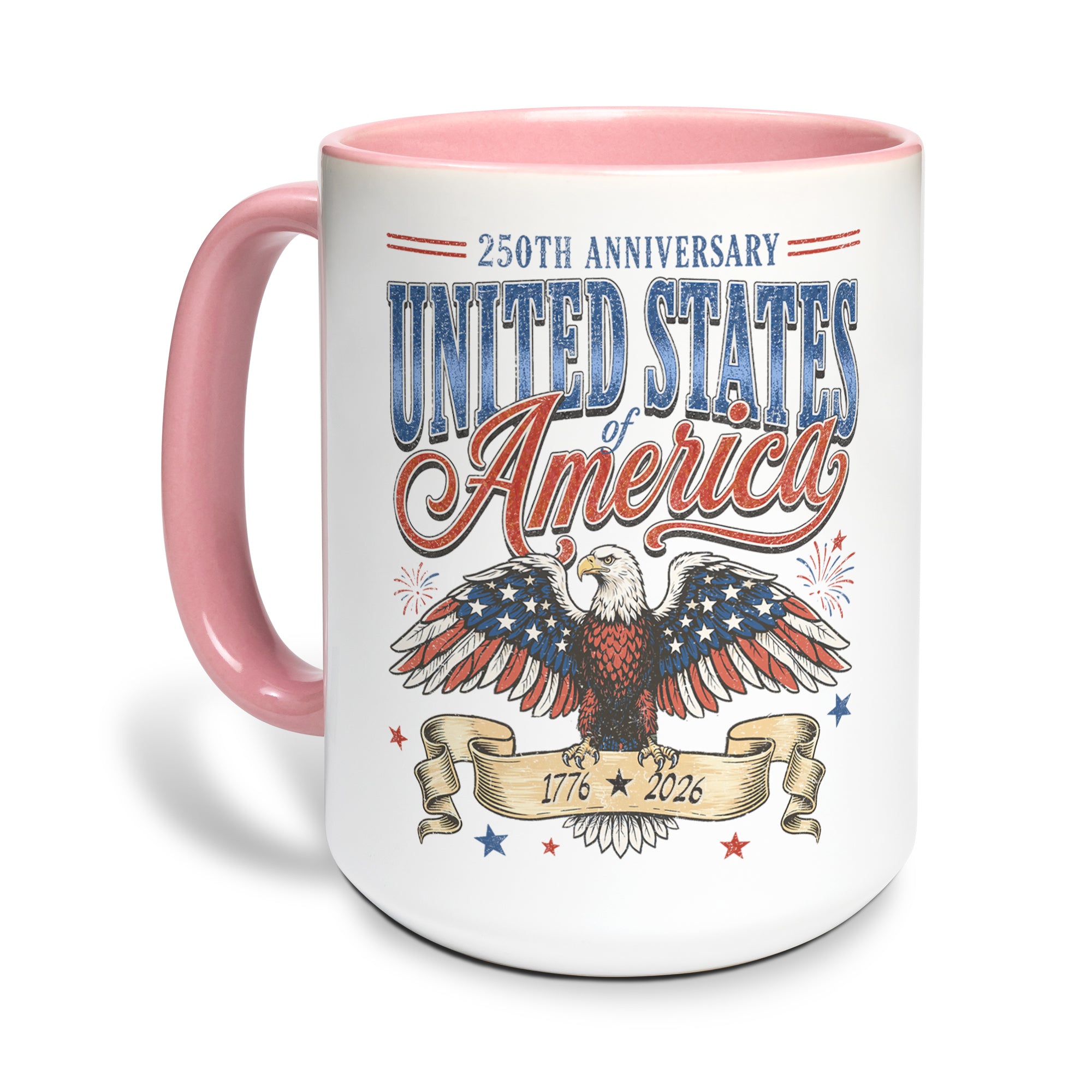 United States 250th Anniversary Accent Mug American Eagle 1776 2026 Patriotic Cup