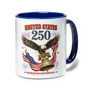 United States Accent Mug American Eagle Liberty Bell Patriotic Fireworks Gift Cup