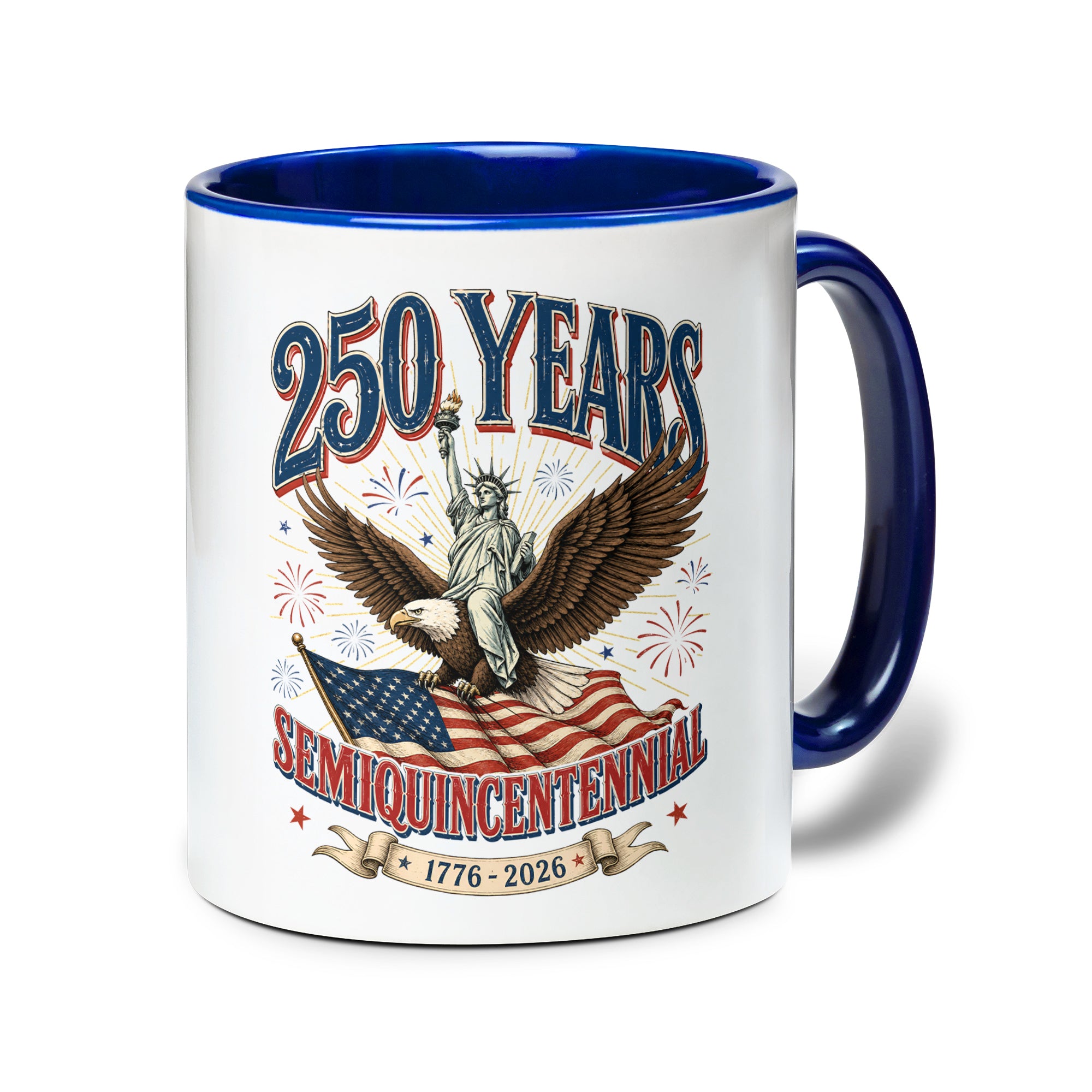 Patriotic Gift Accent Mug Statue of Liberty Riding American Eagle Graphic 1776 2026 Cup