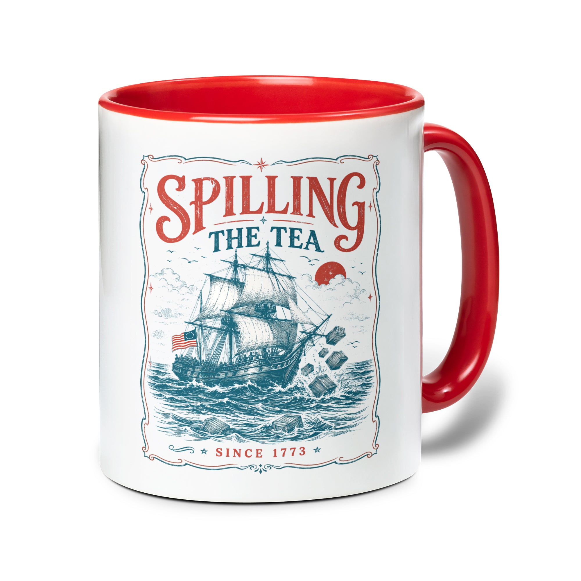 Historical Spilling The Tea Since 1773 Accent Mug Patriotic Ceramic Beverage Cup