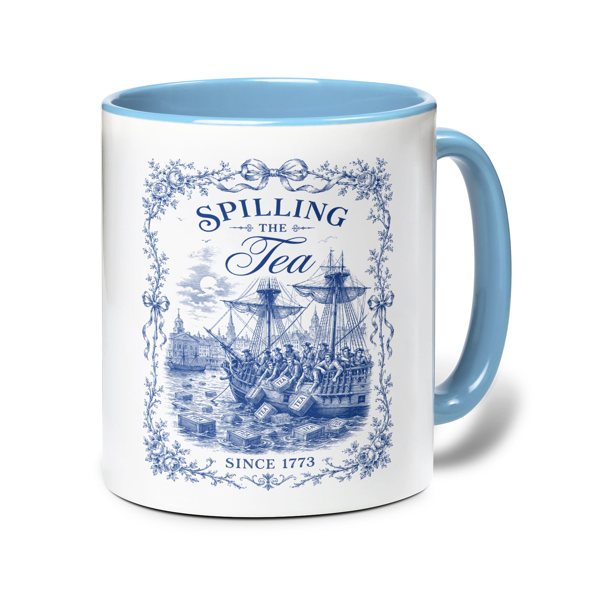 Classic Spilling The Tea Since 1773 Accent Mug Patriotic Historical Ceramic Vessel