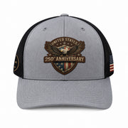 Leather Patch Hat US 250th Anniversary Trucker Cap Patriotic American Eagle Mesh Hat