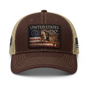 Leather Patch Hat US 250th Anniversary Trucker Cap George Washington Patriotic Hat