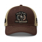 We The People Leather Patch Hat 250th Anniversary Trucker Cap Patriotic US Mesh Hat