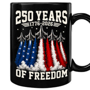 Patriotic Mug 250 Years of Freedom 1776-2026 Military Jet American Liberty Ceramic Gift