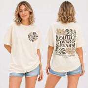 Faith Over Fear Shirt Christian Women T-Shirt Wildflower Floral Psalm 118:6 Verse Tee