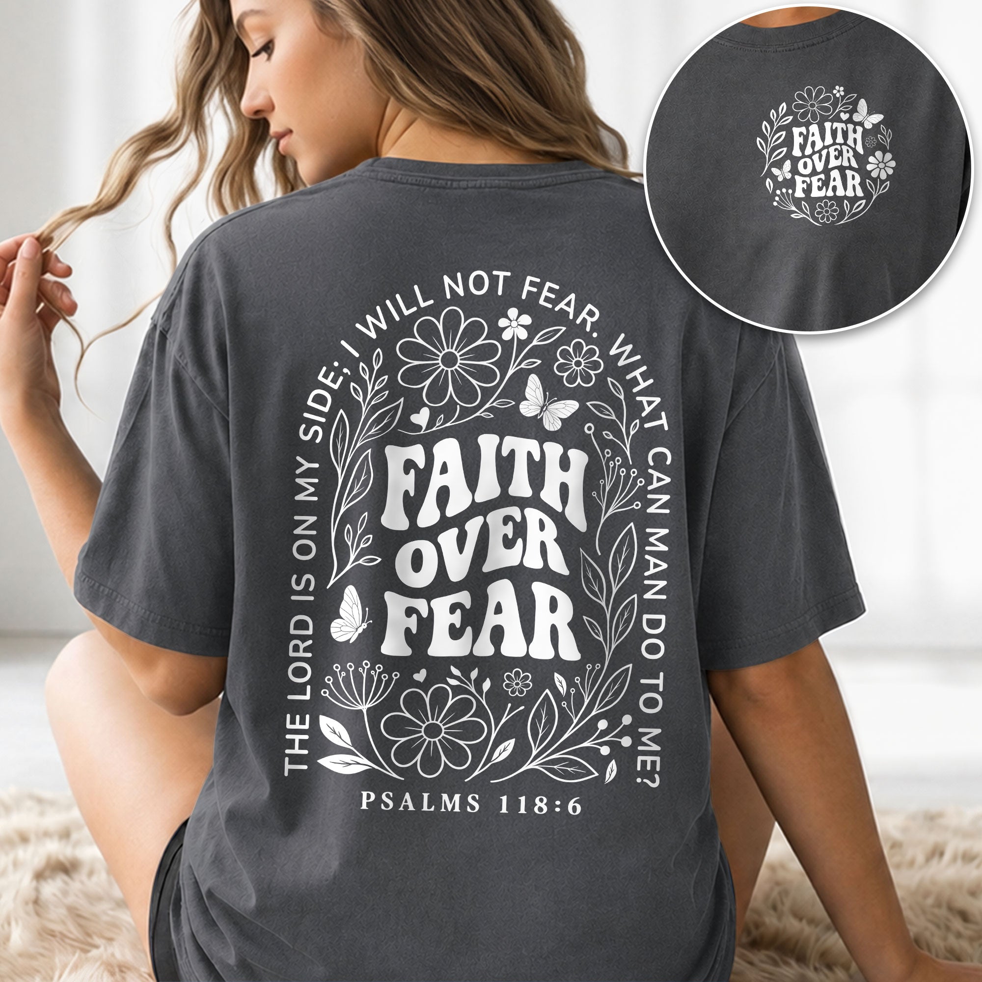 Faith Over Fear Christian Women Shirt Floral Scripture Graphic Inspirational Faith Tee - Rust Field Wear