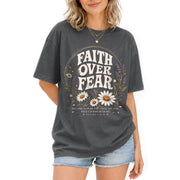 Faith Over Fear Christian Shirt Floral Bible Verse Psalms 118 6 Womens Faith Tee