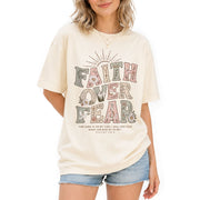Faith Over Fear Psalms Scripture Christian Graphic Oversized Tee Shirt For Women