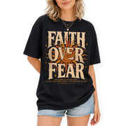 Faith Over Fear T Shirt Christian Women Big Bold Sun Psalm 118 6 Religious Tee Top