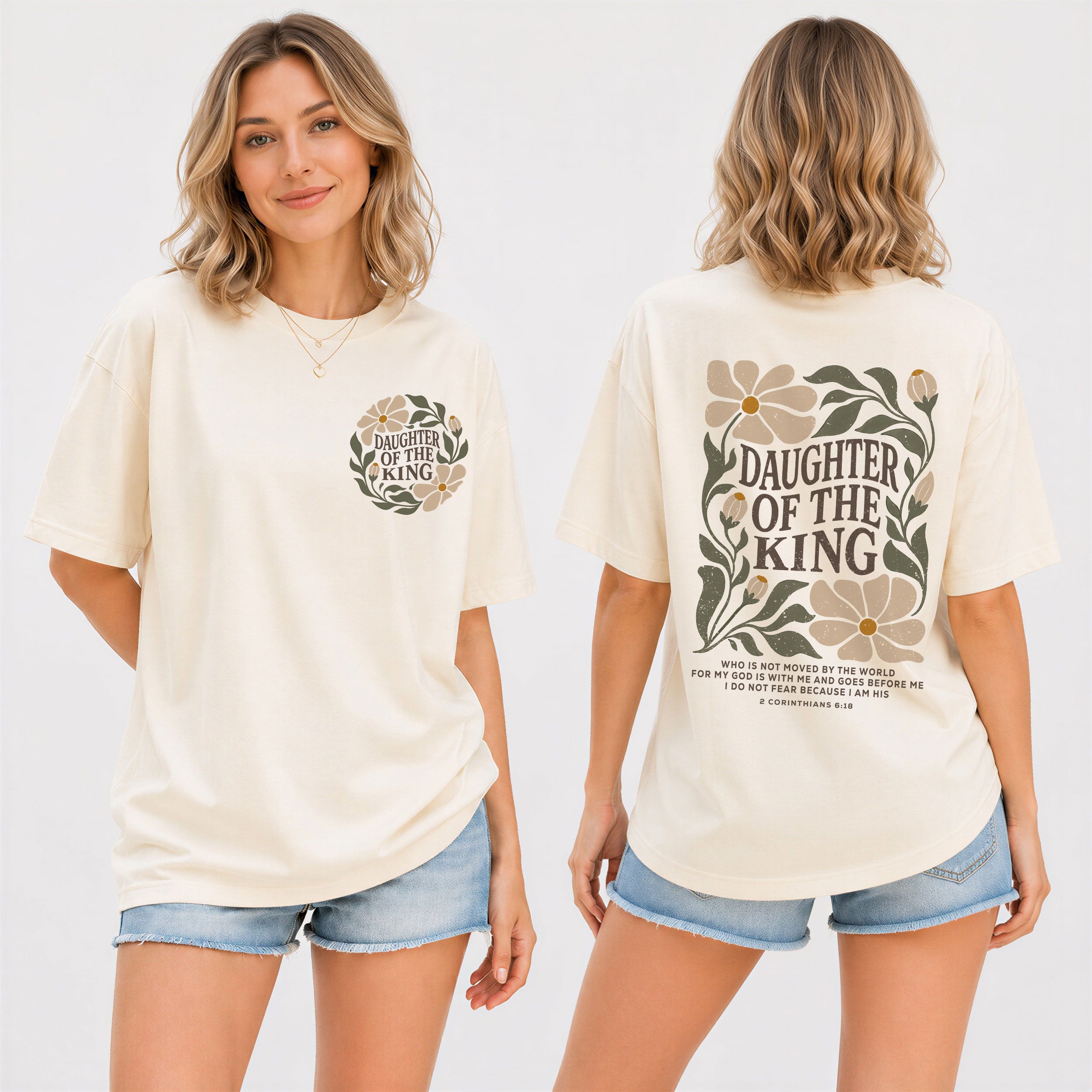 Daughter Of The King Floral 2 Corinthians 6 18 Christian T Shirt Apparel Top Women