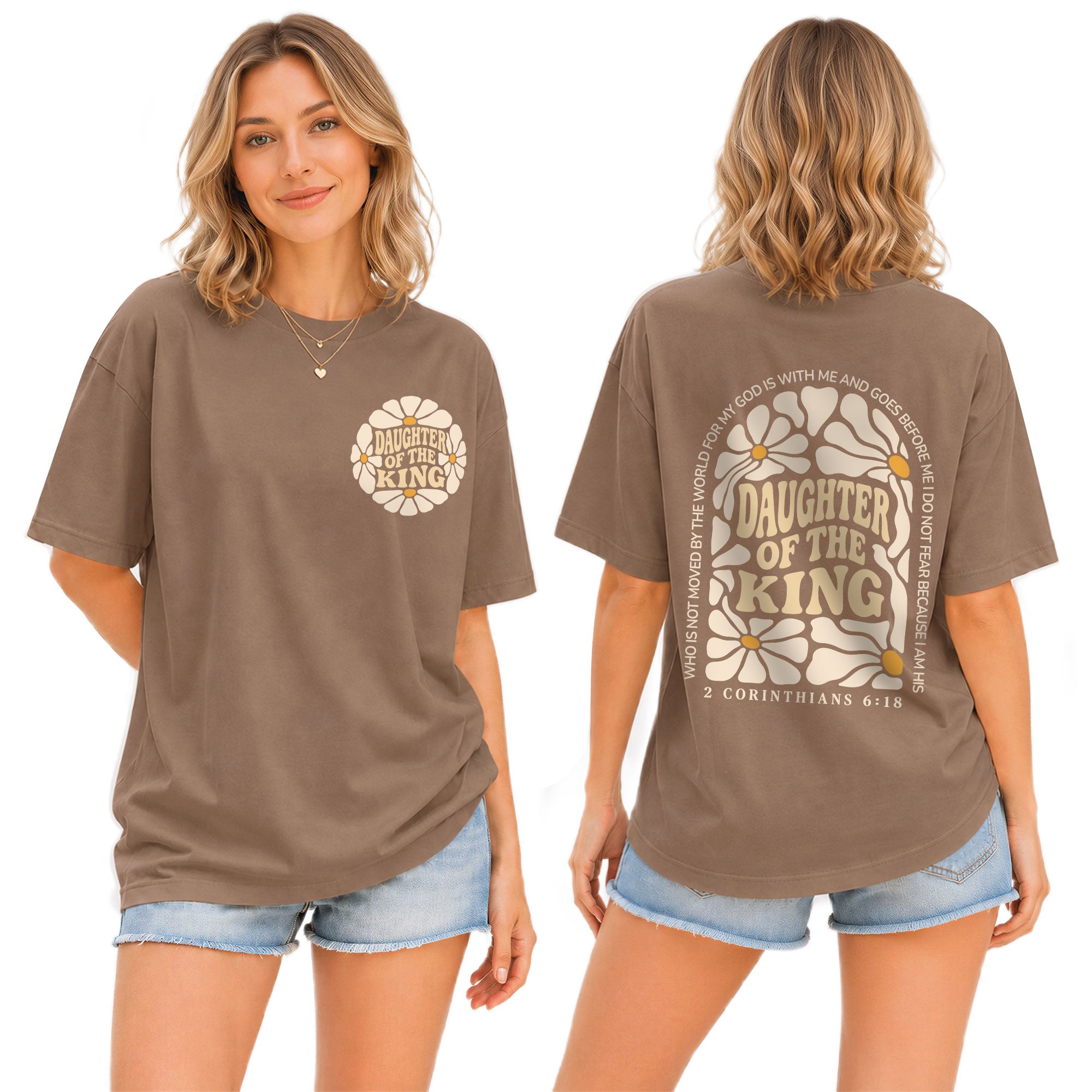 Daughter Of The King Shirt Retro Daisy Flower 2 Corinthians 6 18 Christian Graphic Tee