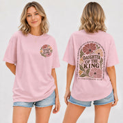 Daughter Of The King T-Shirt Christian Retro Floral Bible Verse Women Graphic Tee