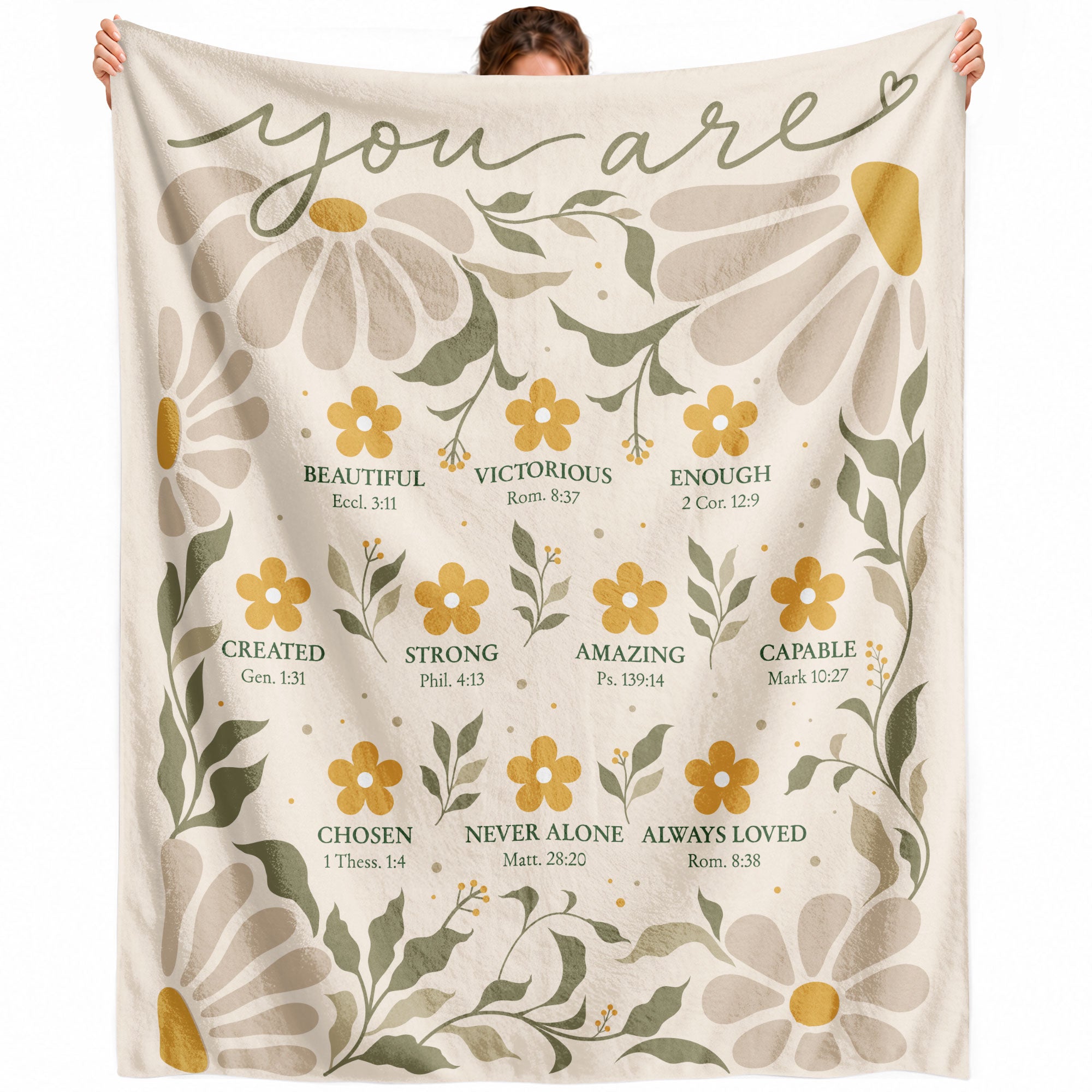 God Says You Are Blanket Boho Daisy Scripture Floral Soft Flannel Throw Blanket