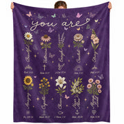 God Says You Are Blanket Purple Floral Christian Scripture Flannel Throw Blanket
