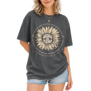 Jesus Is King Sunflower Floral Circle Revelation 17 14 Graphic Christian T Shirt Women