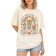 God Is Within Her She Will Not Fall Shirt Floral Christian Psalm 46 5 Graphic Tee