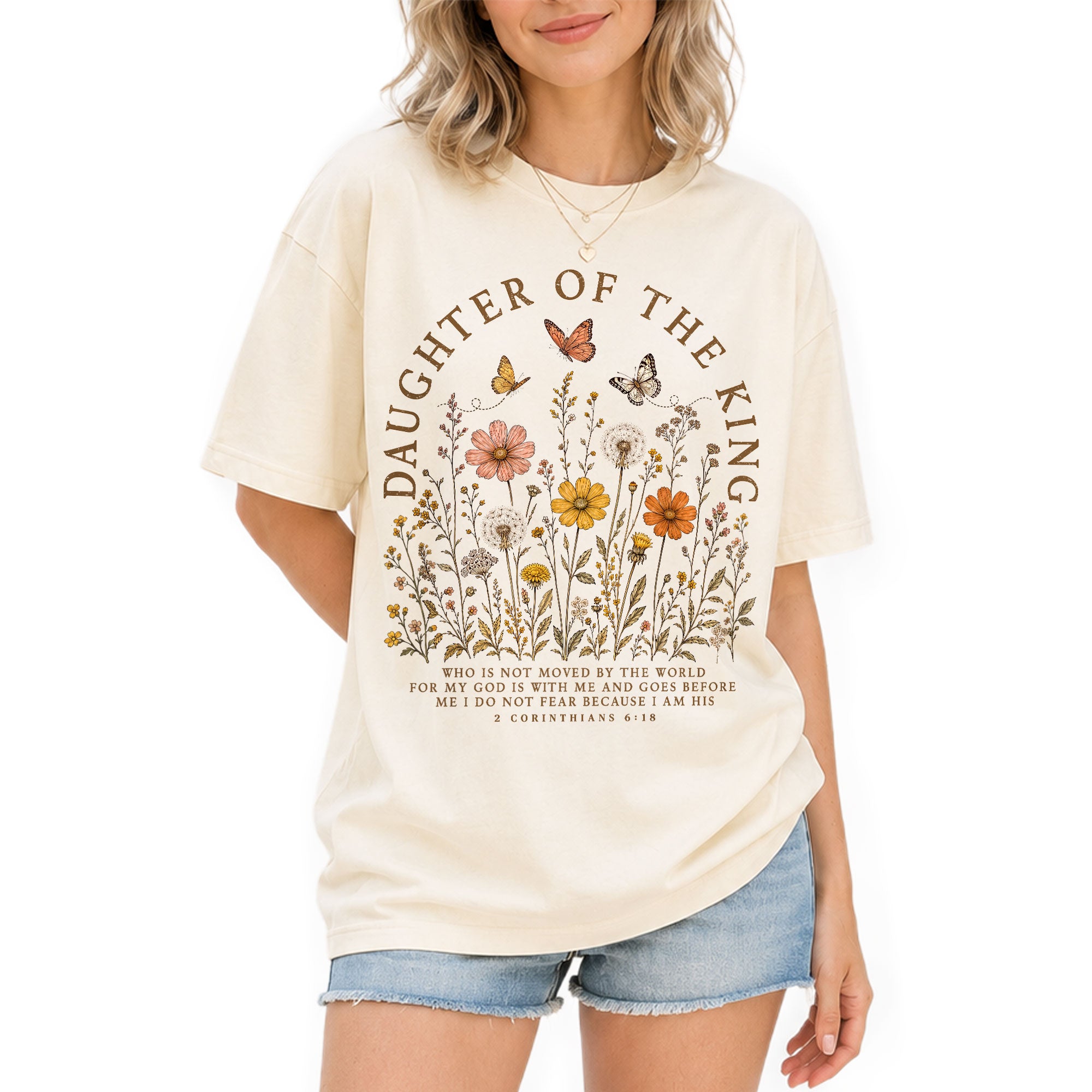Daughter Of The King Shirt Butterfly Christian 2 Corinthians 6 18 Faith Graphic Tee