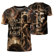 I Cant But I Know A Guy Jesus Lamb Lion Cross Christian 3D Graphic Crewneck Shirt Men