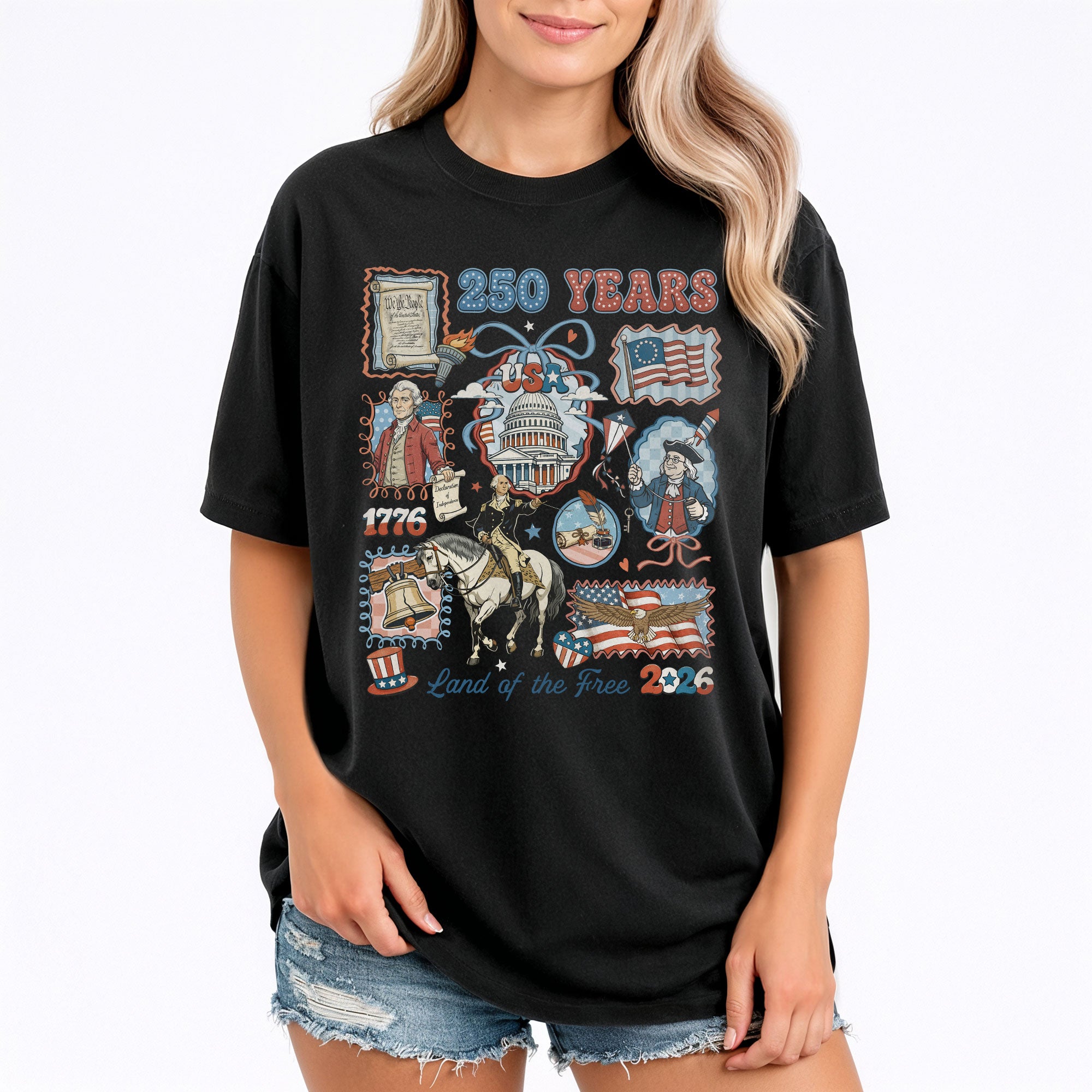 1776-2026 USA 250th Celebration Shirt - Retro Freedom Stamp Patriotic T-Shirt