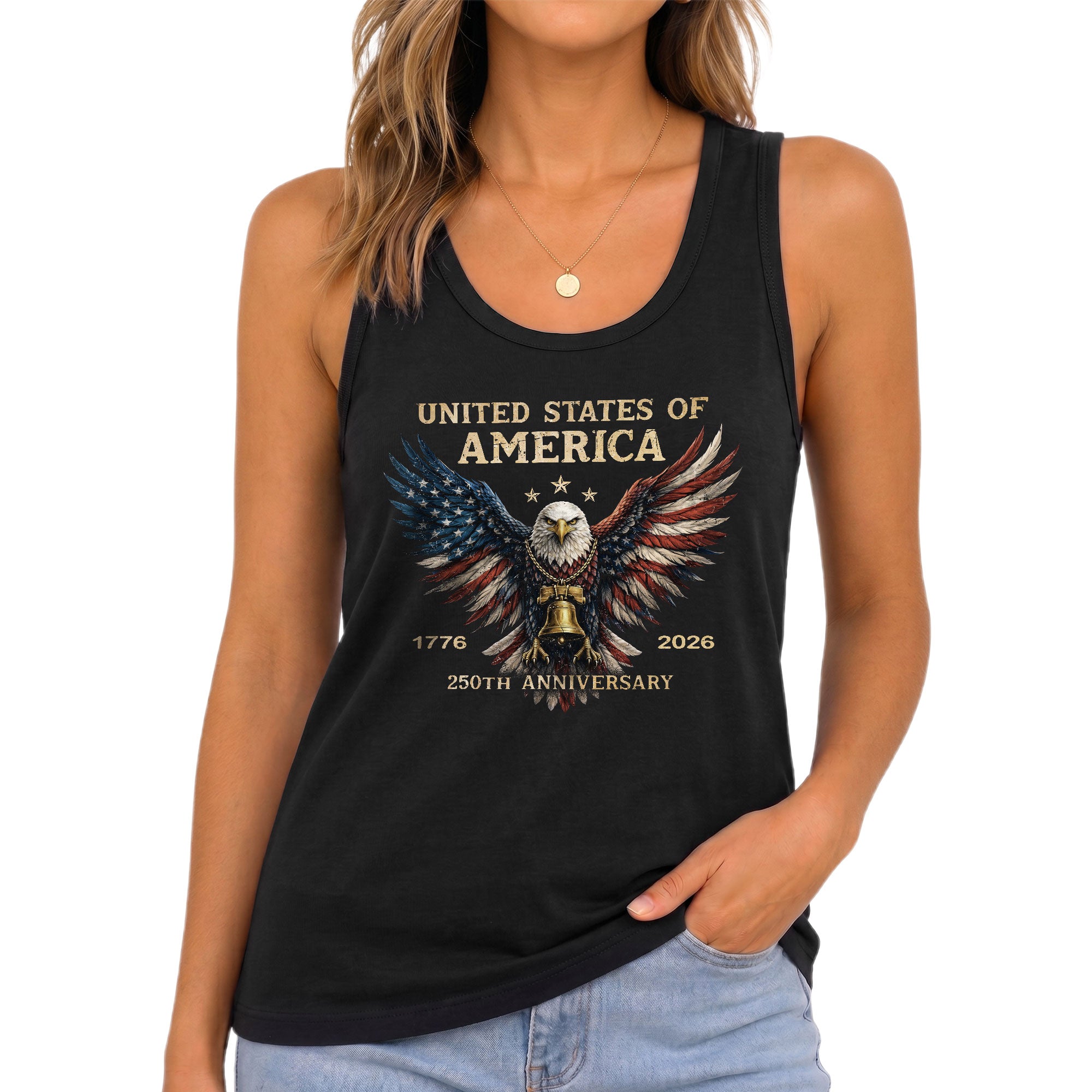 United States 250th Anniversary Eagle Tank Top | Patriotic 1776-2026 Women Shirt