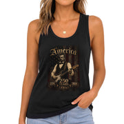 Women Tank Top Abraham Lincoln Guitar 1776-2026 America 250 Years Patriotic Vintage Tee