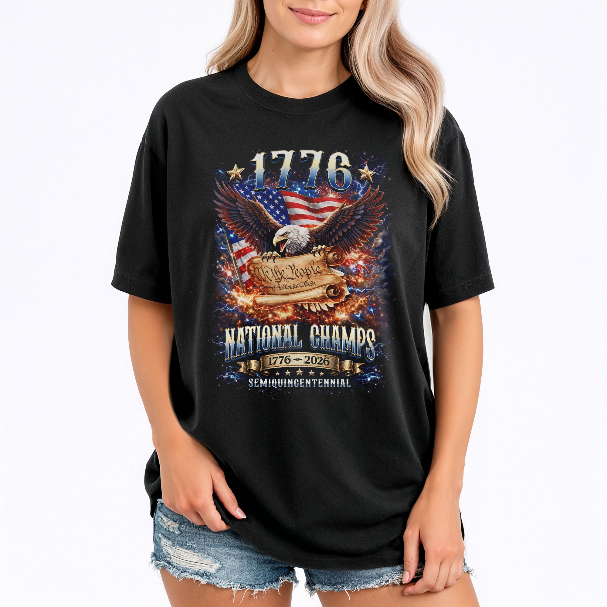 1776 National Champs Shirt We The People Eagle Graphic Tee Patriotic 1776-2026 T-Shirt