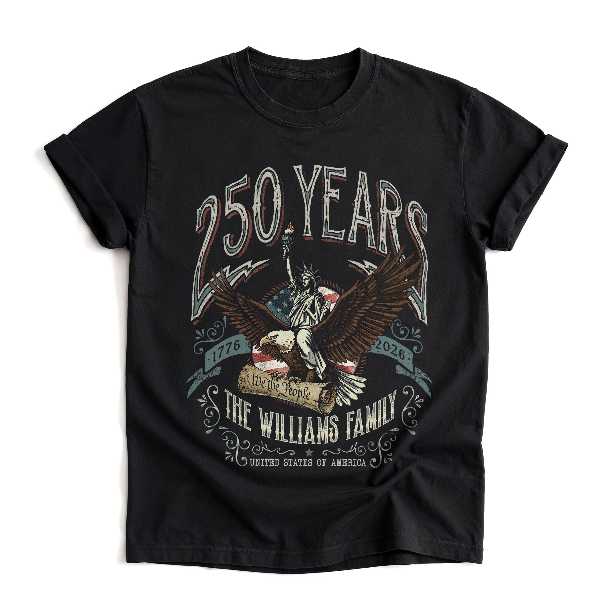 United States 250th Anniversary Liberty Apparel Personalized Custom Family Name Shirts