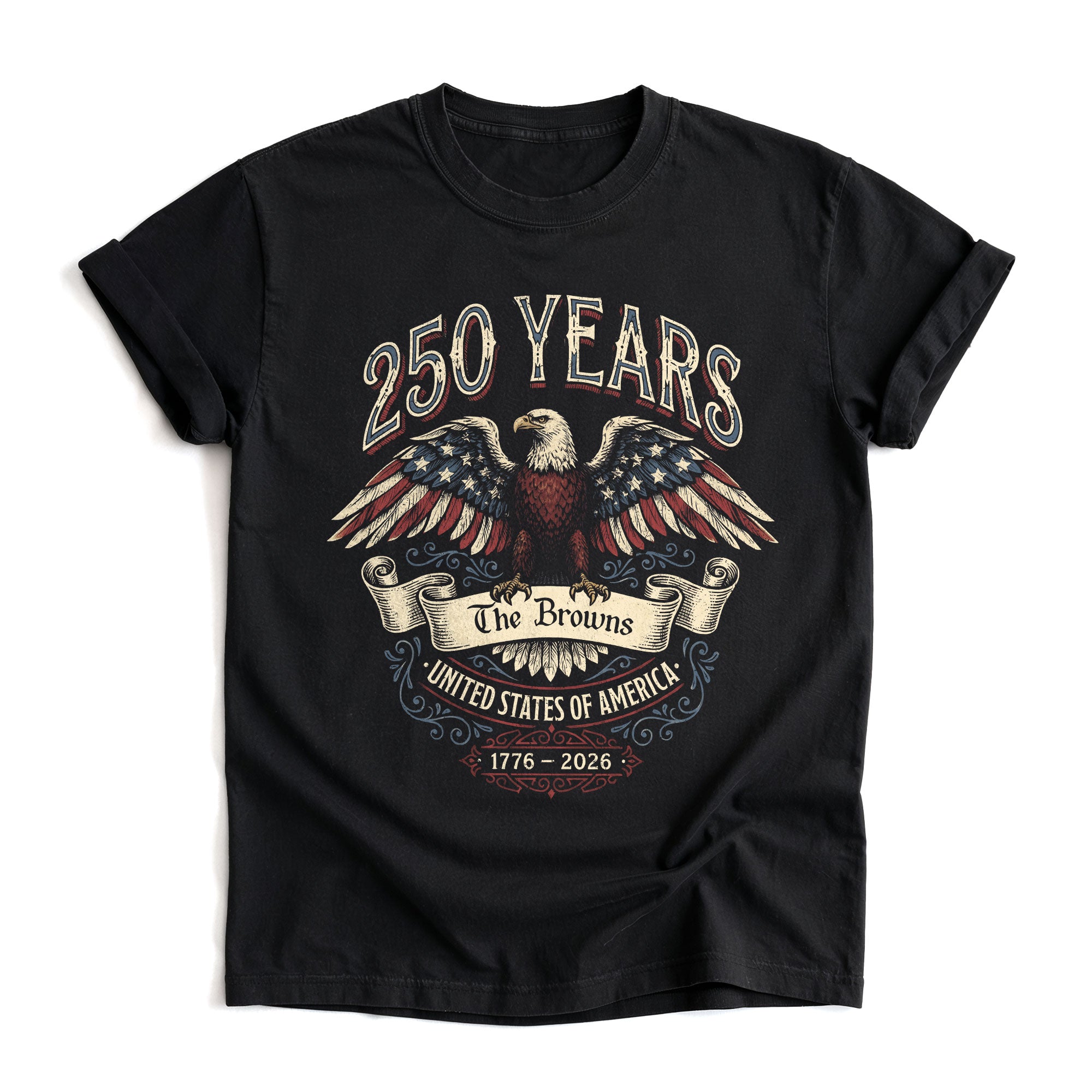 Family Name Custom Holiday Shirts Personalized USA 250 Years Freedom Men Women Tee