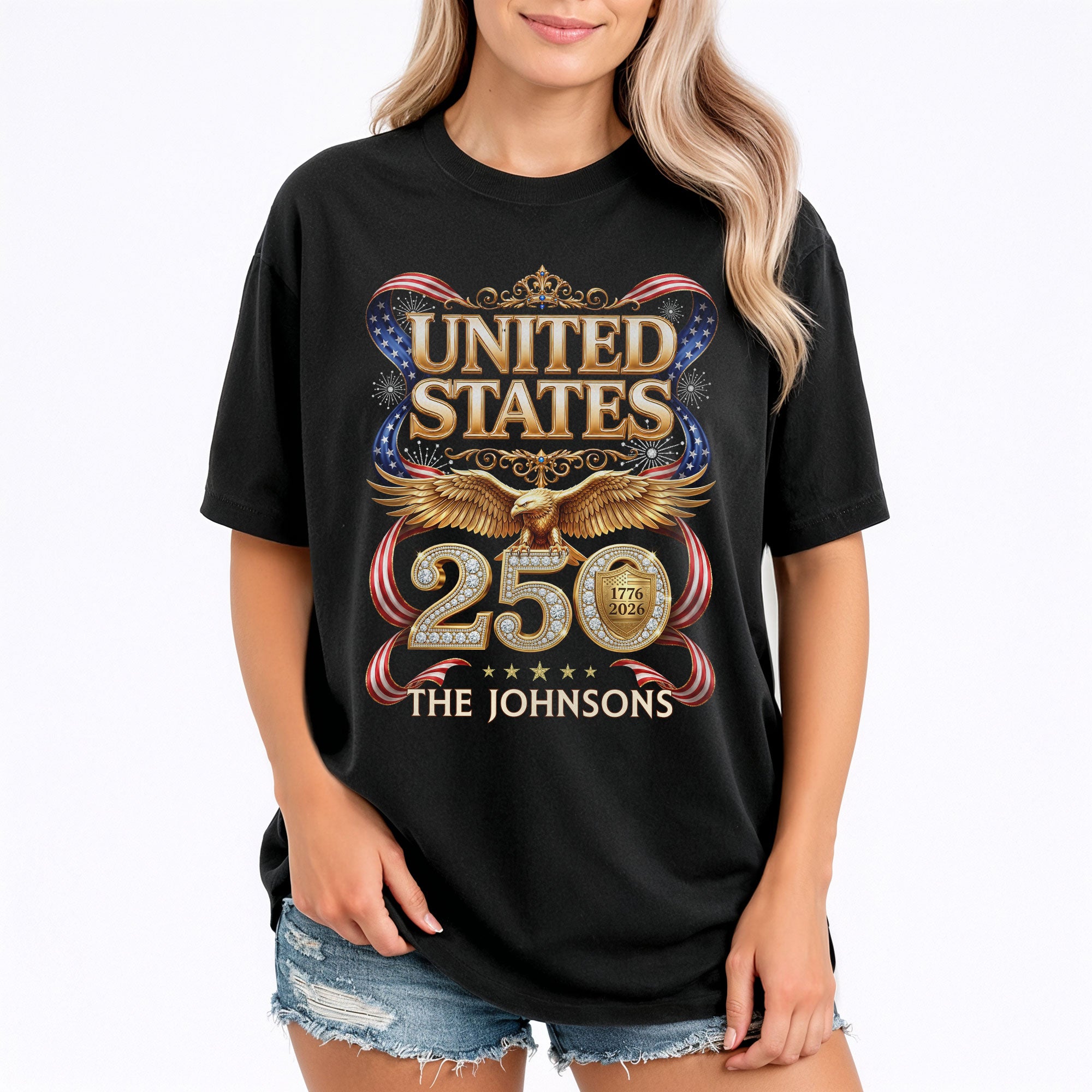 Eagle Crown Holiday Graphic Tee Customized Custom Family Name United States Shirts