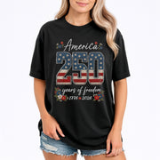 America 250 Years of Freedom T-Shirt Patriotic Black Graphic Tee 1776-2026 Women Shirt