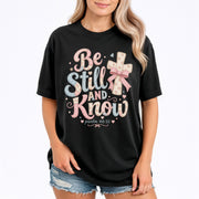 Be Still And Know Shirt Patchwork Cross Bow Christian Psalm 46 10 Faith Graphic Tee